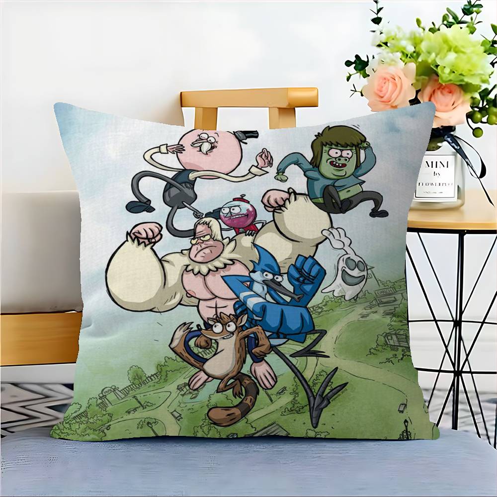 Cartoon R-Regular Show Cushion Cover Inches Farmhouse Decor Home Throw Pillow Covers For Couch Decorations