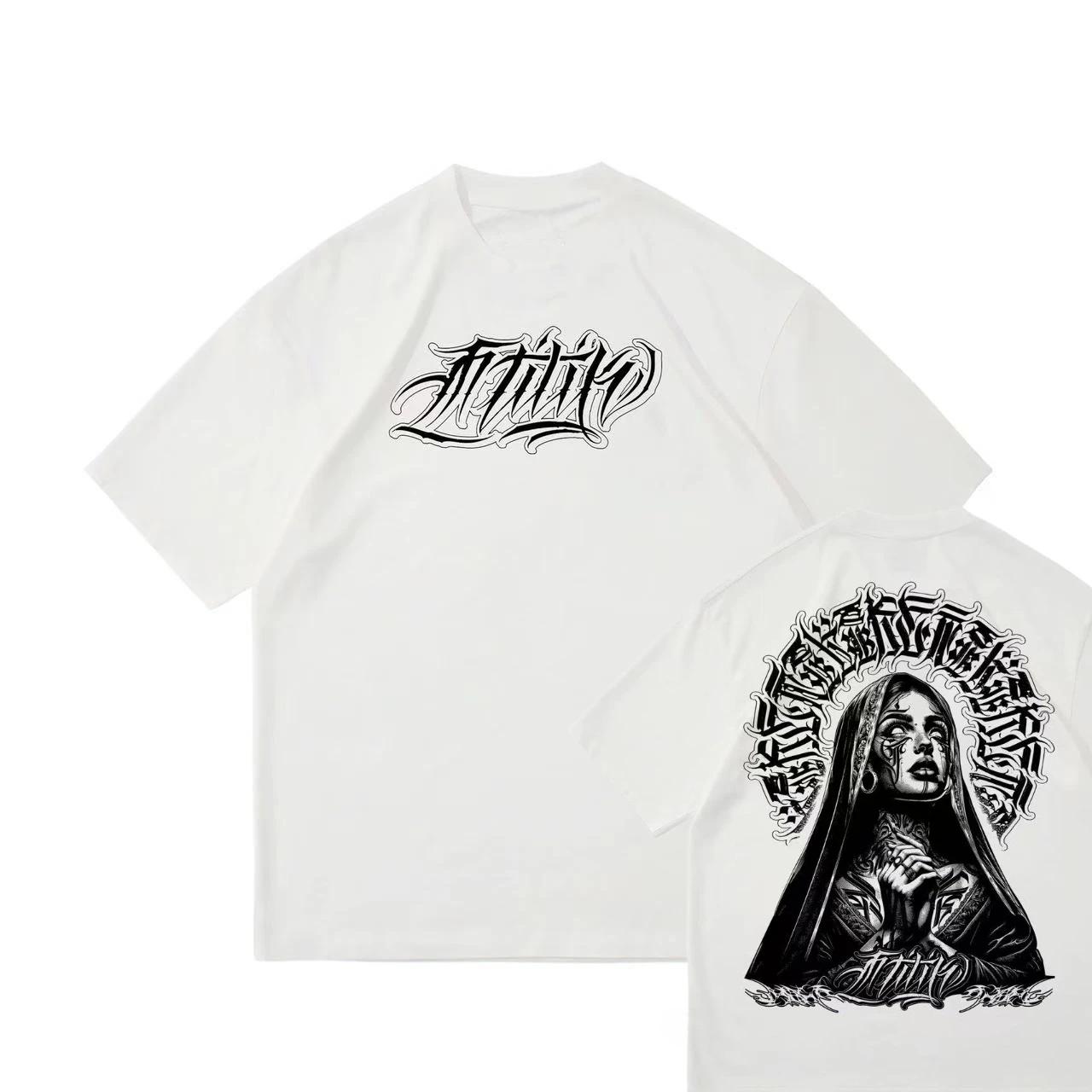 

Tattoo Trendy Manga Tattoo West Coast Street Dance Chicano Flower Font Cartoon American T-shirt Cotton Same gender design Summer 4XL