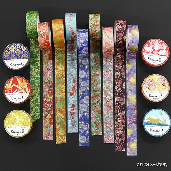 Kamiiso Sansho Made in Japan Washi Masking Tape, kimono-bi 3-roll set (Aoi, Bamboo, Diagonal Lattice