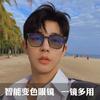 New Xiaohongshu Same Retro Box A Color-Changing Flat Glasses Fashion Trend Men'S And Women'S Anti-Blue Light Myopia Glasses