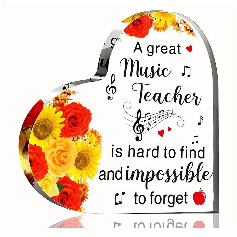 Music Teacher Thank You Gifts: Heart Acrylic Keepsake. Women’s Appreciation Gift (Unique Sayings) – Graduation.