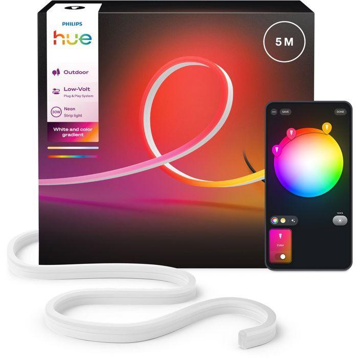Ruban LED - PHILIPS HUE - Neon extérieur - 5 metres - 1100 lm - Ambiance - Ajustable - Résistant - Base tension