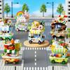6 Stück Mini Kreatives Street Food Wagen Modell Baustein Set, Feiertagsgeschenk Vitrine Puzzle Spielzeug für Erwachsene und Kinder
