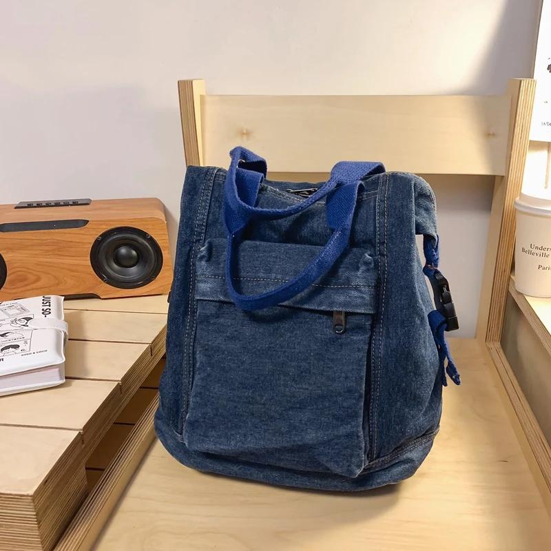 Denim Zipper Ladies Backpacks Large Capacity Bags for Women  Casual Versatile