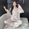 Good Night Bear Ice Silk Pajamas Women'S Long-Sleeved Cartoon Girl High-End Loungewear Set
