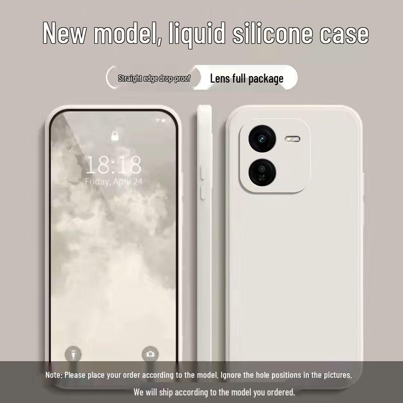 iQOO Z9x Solid Color Liquid Silicone Phone Case - Full Coverage Drop Protection, Soft Straight Edge.