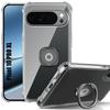 Case for Google Pixel 10 Pro XL, Ultra Slim Transparent Shockproof Protection with Black Stand