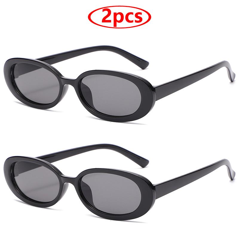 3PCS/2PCS Plastic Small Frame Oval Classic Decorative Fashion Sunglasses For Outdoor Travel Driving Seaside Holidays