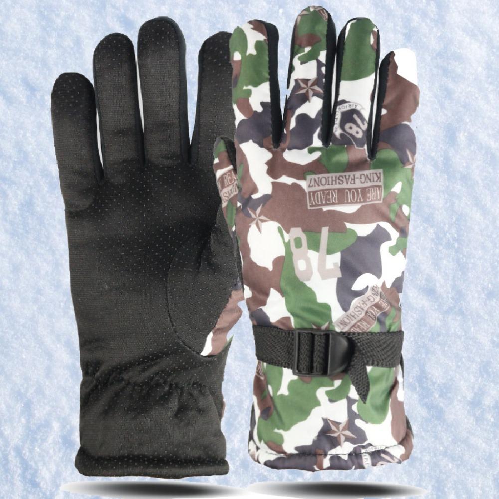Ski gloves 78 autumn and winter warm gloves riding non-slip waterproof camouflage ski gloves velvet cotton gloves