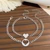 2Pcs/set Stainless Steel Simple Hollow Love Sun Moon Chain Bracelets Temperament Ins Chain Ladies Couple Card Bracelet