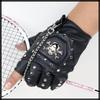 Fingerless Skull Punk NT234 [White Fang] Half-Finger Gloves, Design, Rock, Men's & Women's (Black)