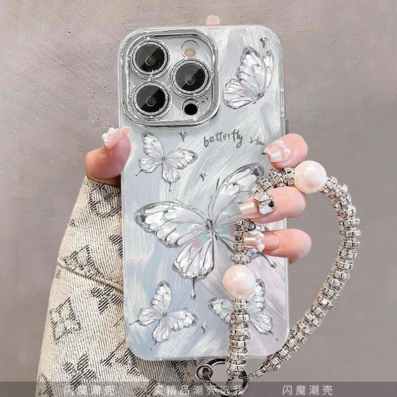 Cool butterfly is suitable for Apple 16promax mobile phone case iPhone15 feather yarn 14 cute 13 all-inclusive 12 women 11