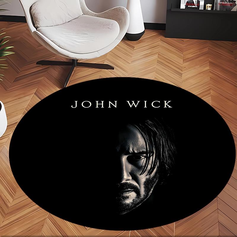Baba Yaga John Wick (1) Round Office Rug Decorative Floor Rug for Office Bedroom Living Room and Home Space