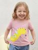 Dinosaur Embroidery Floral Girls' Knitted Cotton T-shirt - European & American Style
