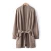 Autumn-Winter Cashmere Knit Women's Long Sleeve Loose Cardigan with Belt