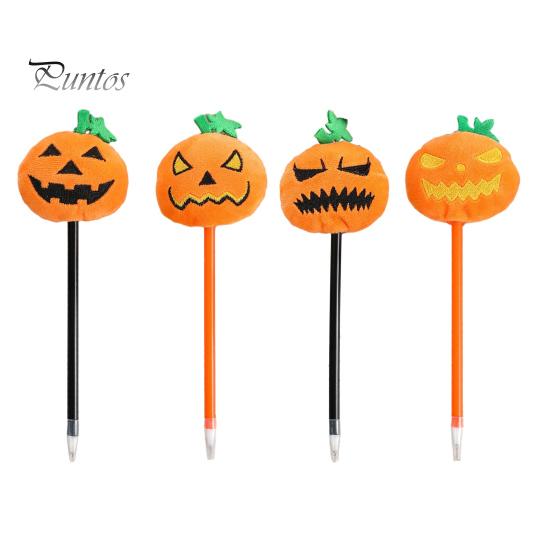 Ergonomic Ballpoint Pen Halloween Pumpkin Gel Ink Pen, 0.7mm Rollerball with Plush Pumpkin, Marker Novelty Black for Party Favors, Gift Supplies