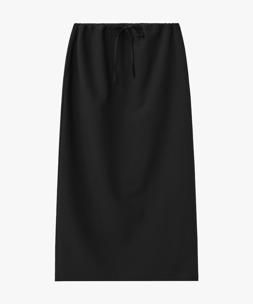 SUARE WOMEN Wool Cotton String Skirt Black