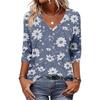 Women's Fashion Casual Three-quarter Sleeve Raglan Sleeve Vintage Floral Print V-Neck Top