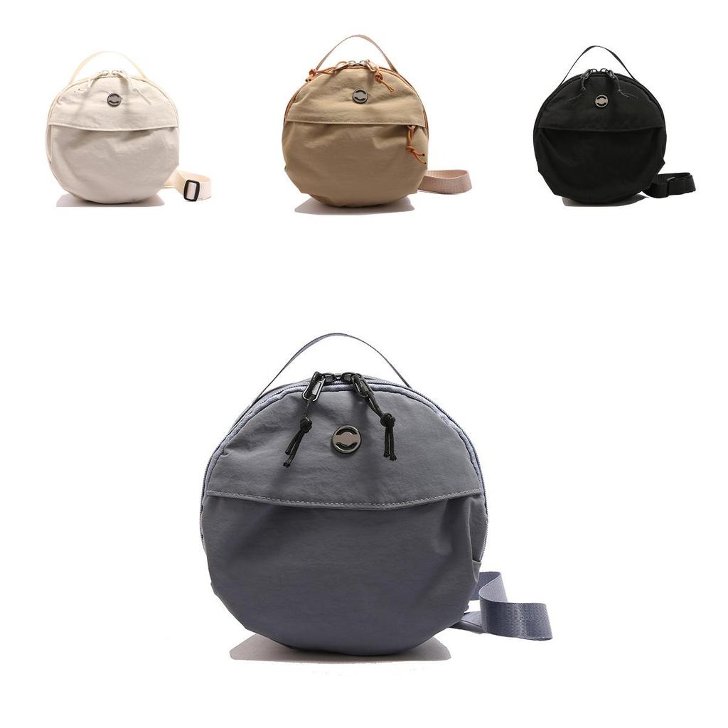Small Nylon Round Purse With Zipper Compartment And Inner Slip Pocket For Daily Womens Style