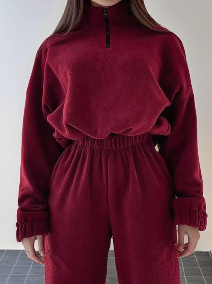 2025 Autumn/Winter Women's Fashion Loose Zipper Stand Collar Hoodie & Casual Two-Piece Set