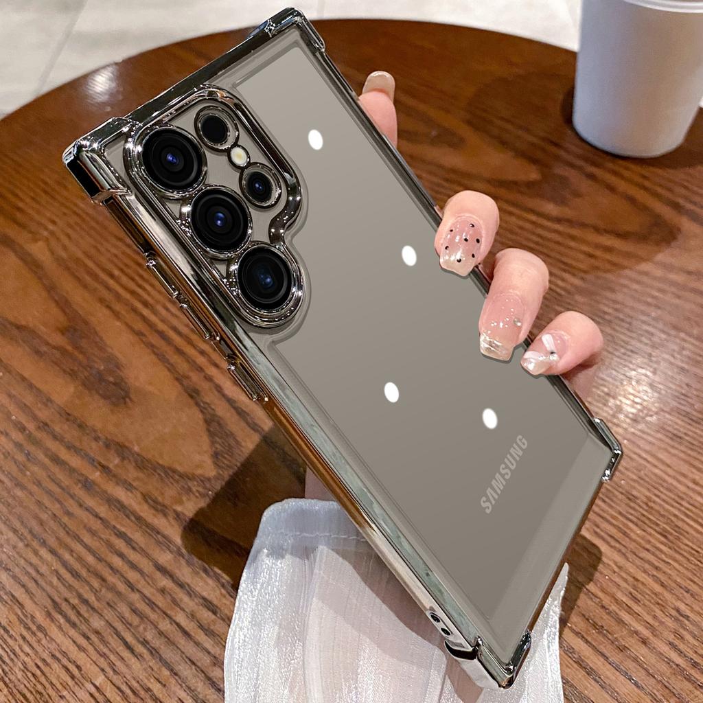 Clear Plating Shockproof Case for Samsung Galaxy S24Ultra S23FE S22 S21 S20 Note10 20 A54 A55 A53 A12 A22 A13 A14 A15 A24 A23 A42 A25 Hard Armor Cover