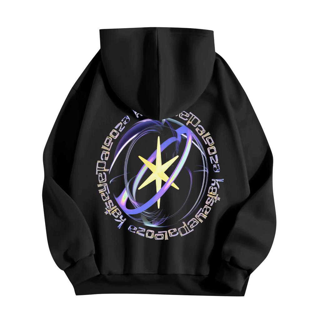 Unisex Fashion Lightweight Long Sleeve Pullover With Pockets Printed Hoodie