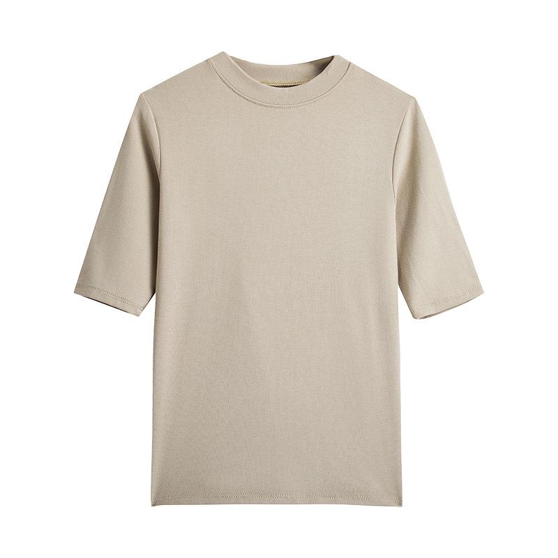 Women's Slim Fit Modal T-Shirt: Round Neck Five-Point Sleeve for Spring & Autumn