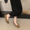French kitten heel square head shallow mouth single shoes women's shoes spring and autumn 2025 new suede thin heel versatile evening shoes