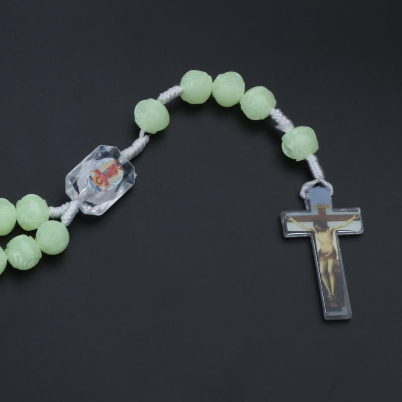 glowing in Dark Rosary Necklace Holy Jewelry Charm Decoration for Birthday Wedding Festival Decoration