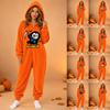 Dames Halloween Flanel Print Jumpsuit Loungewear Set