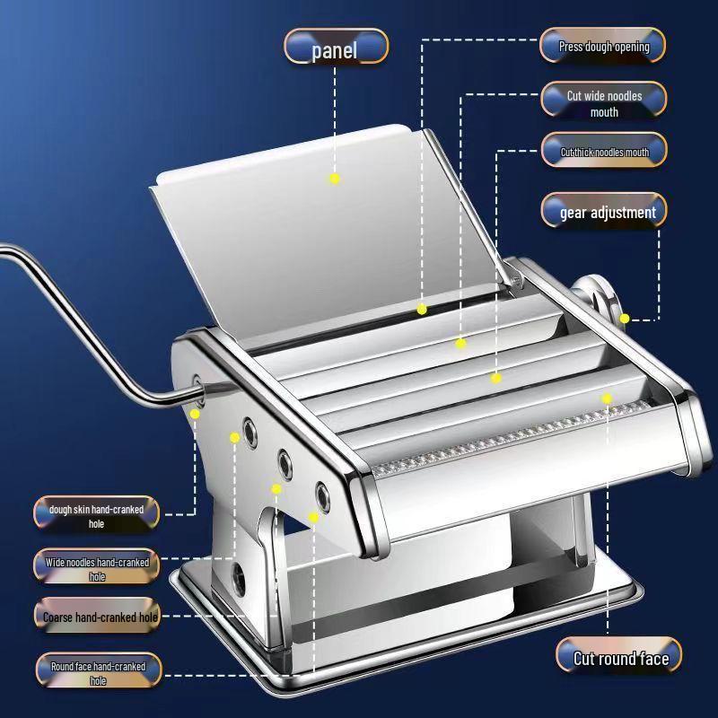Stainless Steel Manual Pasta & Dumpling Maker: Hand-Cranked Noodle & Dough Sheet Machine