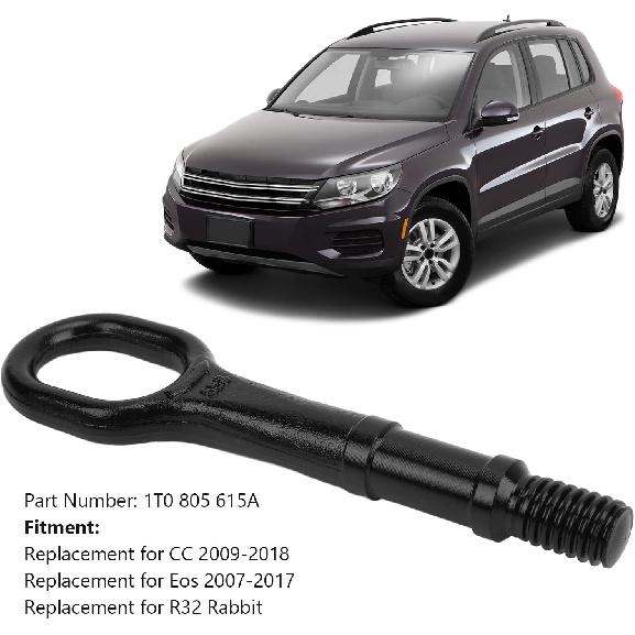 

KIMISS Black Car Tow Hook 1T0 805 615 A Heavy Duty Towing Eye Hook Bumper Trailer Ring Replacement for R32 Rabbit Towing Hooks