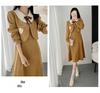 Butterfly Brooch Corduroy Dress: Women's Faux Two-Piece A-Line in French Academy Style for Autumn/Winter