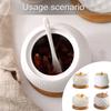 Sturdy Ceramic Condiment Canisters Stylish Ceramic Seasoning Jars with Bamboo Lids for Barbecue Parties and Camping