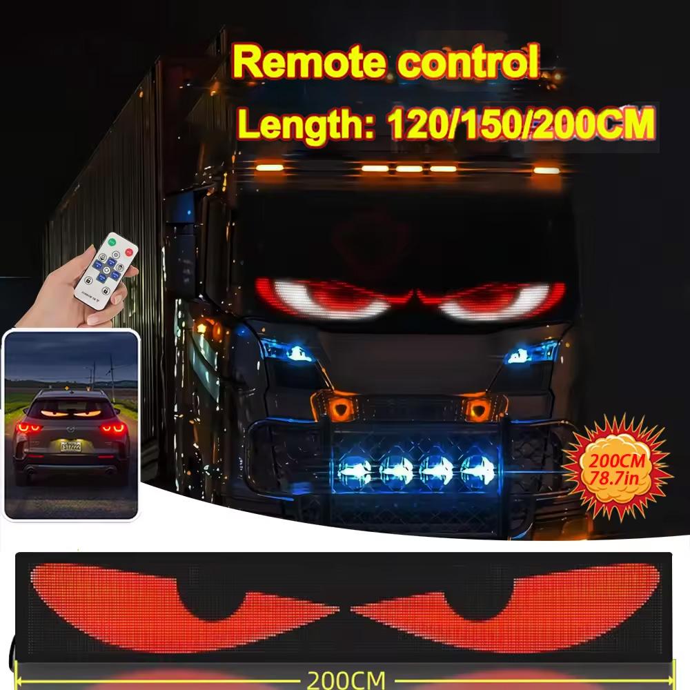 

Управление лобовым стеклом Truck Devil s Eye, гибкий светодиодный анимационный дисплей, умный прокручивающийся глаз для сообщений, мягкая светодиодная вывеска хань синий