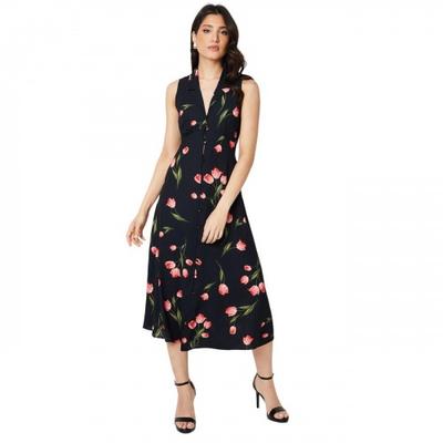 Dorothy Perkins Damen-/Damen-Midikleid mit Blumenmuster und Knopfleiste