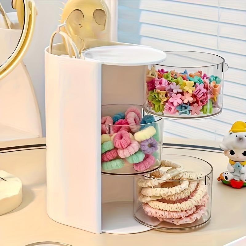 1 rotating multi-layer transparent hair accessory storage box | Dustproof plastic material, rotating design, clear visibility