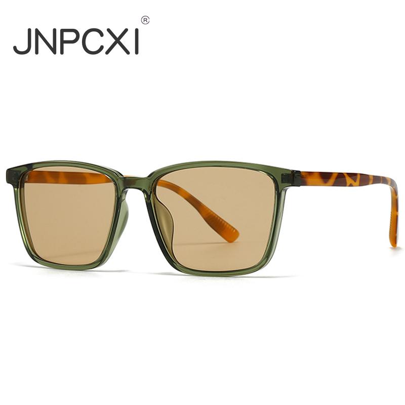  New Fashion Square Sunglasses Women Shades UV400 Green Leopard Retro Rivets Men Trending Sun Glasses Shades UV400