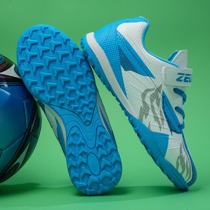 Children's Football Shoes Velcro Boys and Girls Tf Broken Nails Artificial Turf Non-slip Teen Student Training Shoes