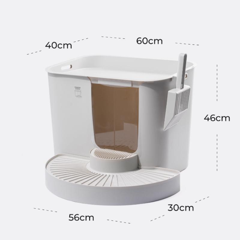 Jumbo 60cm Cat Litter Box Double Layers Enclosed Pet Bedpans Anti-Splash Design Pet Toilet with Sand Control Ladder Cat Sandbox