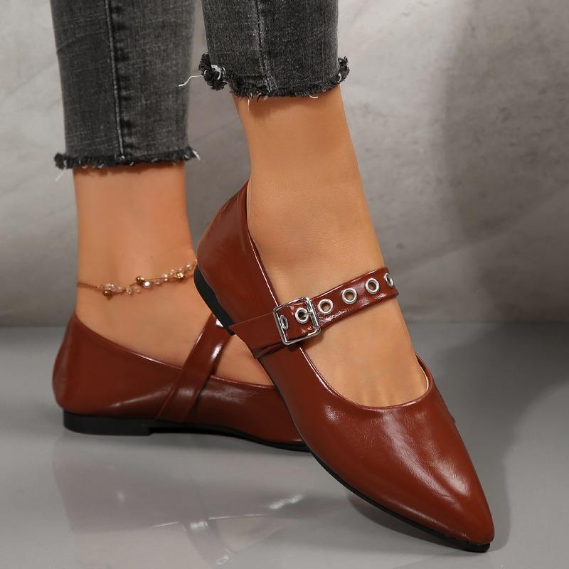 2025 Women Shoes Brand Women's Pumps Sexy Pointed Low Heel Pumps Fashion Shallow Buckle Flat Shoes Zapatos Size 36-43