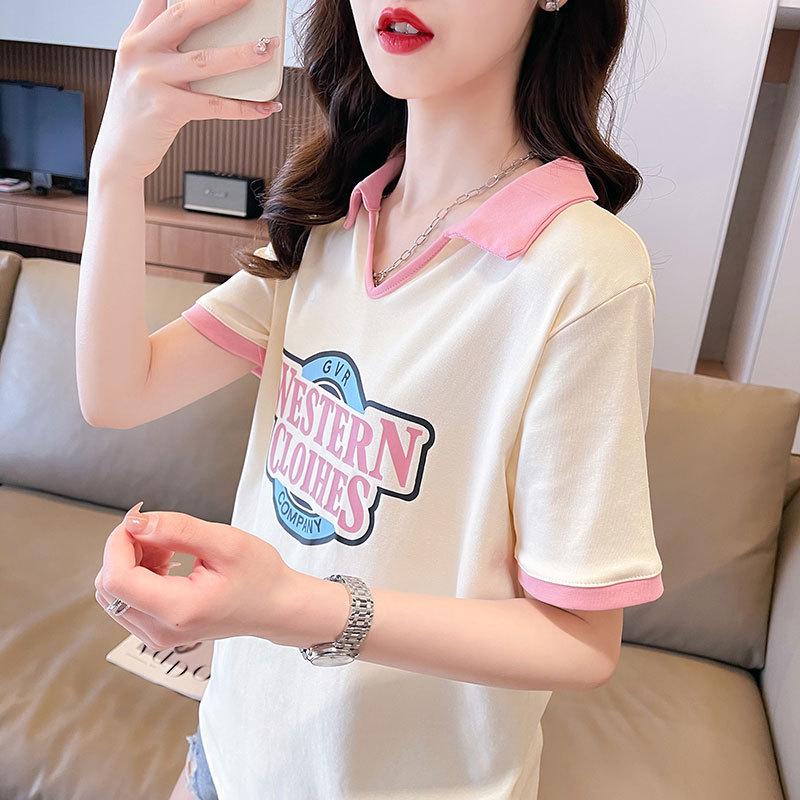 

Women s Plus Size Summer 2025 Polo Collar Letter T-Shirt – Short Sleeve, Straight Shoulder, Loose Fit Trend. XL (Recommended for 105-120 jin) абрикосовый