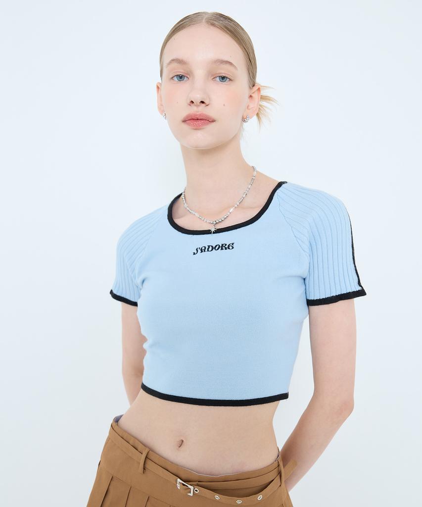 LARTIGENT L4 Line Crop Knit(Sky Blue)
