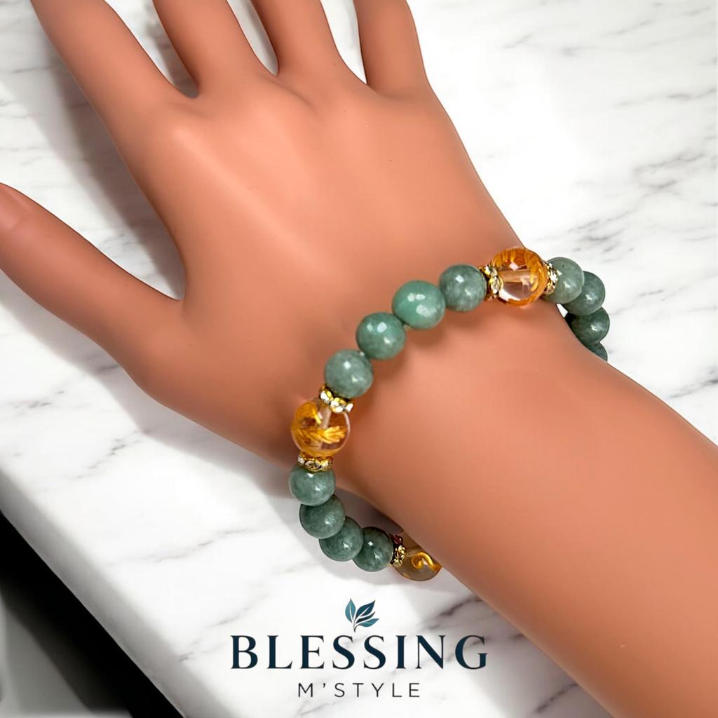 Náramek z přírodního kamene Sílový kámen Jadeit Jade Čtyři božští tvorové Zlaté rytí Křišťál Finanční štěstí Prosperující podnikání Šťastný amulet Modlitba