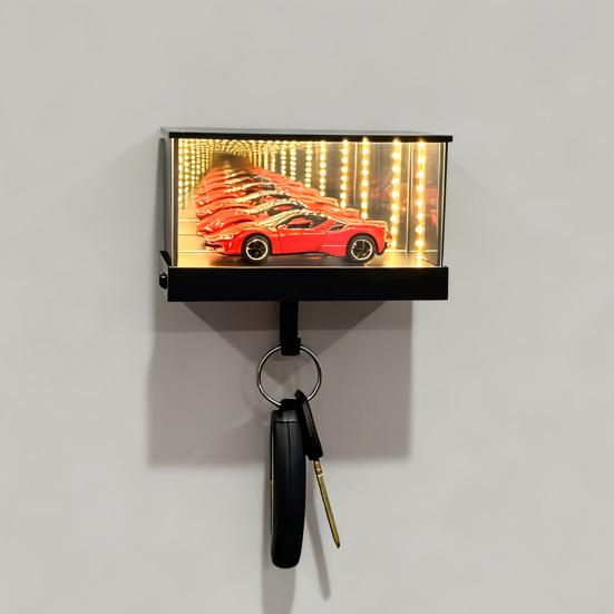 1/2 szt. Podświetlany LED wieszak na klucze do garażu samochodowego, montowany na ścianie, lustro, uchwyt na klucze do garażu, dekoracyjny wieszak na klucze do domu, biura, przedpokoju