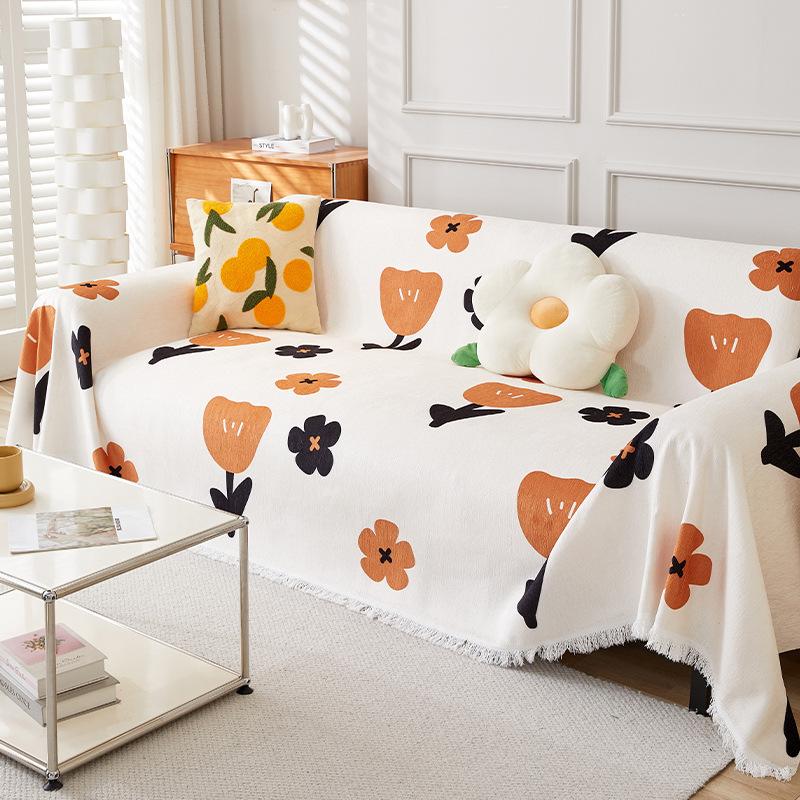 

Чехол для дивана из синели, ткань Ins Style, с цветком, против царапин, универсальный чехол для дивана, четыре сезона, универсальный чехол для диванной подушки, полотенце 90x180