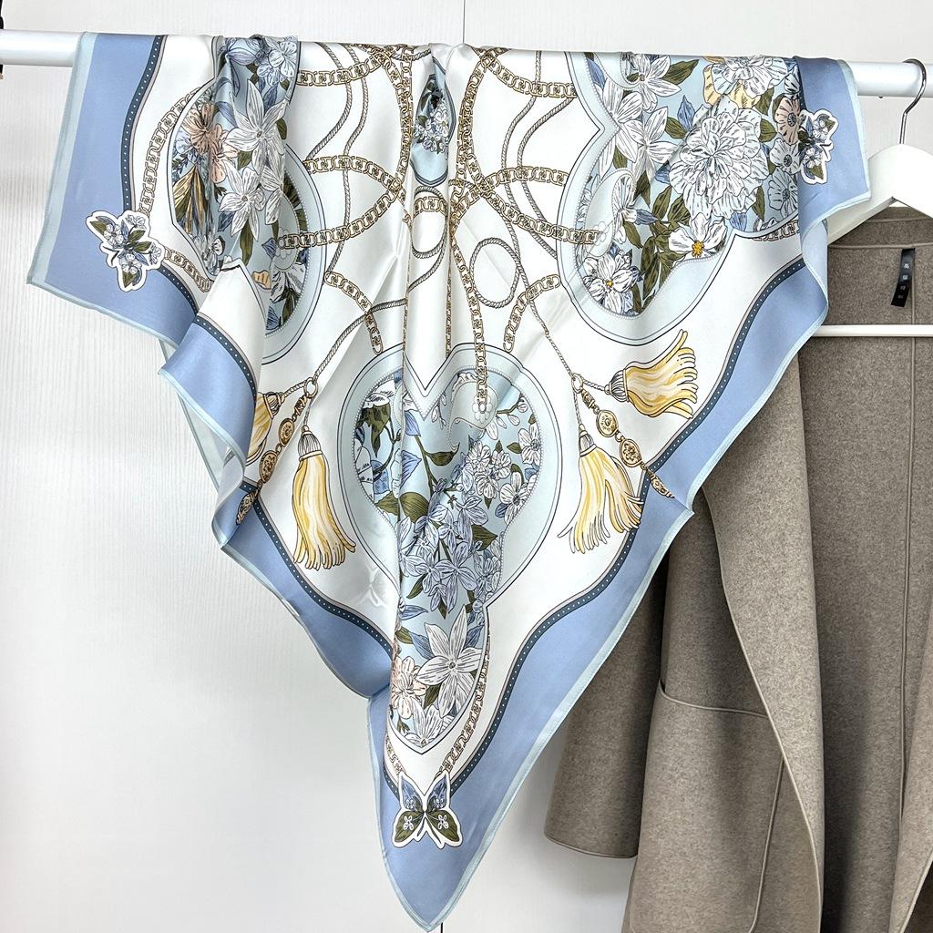 

Silk Satin Square Scarf Women S 90Cm Mulberry Silk Silk Scarf Style Spring Versatile 88X88CM