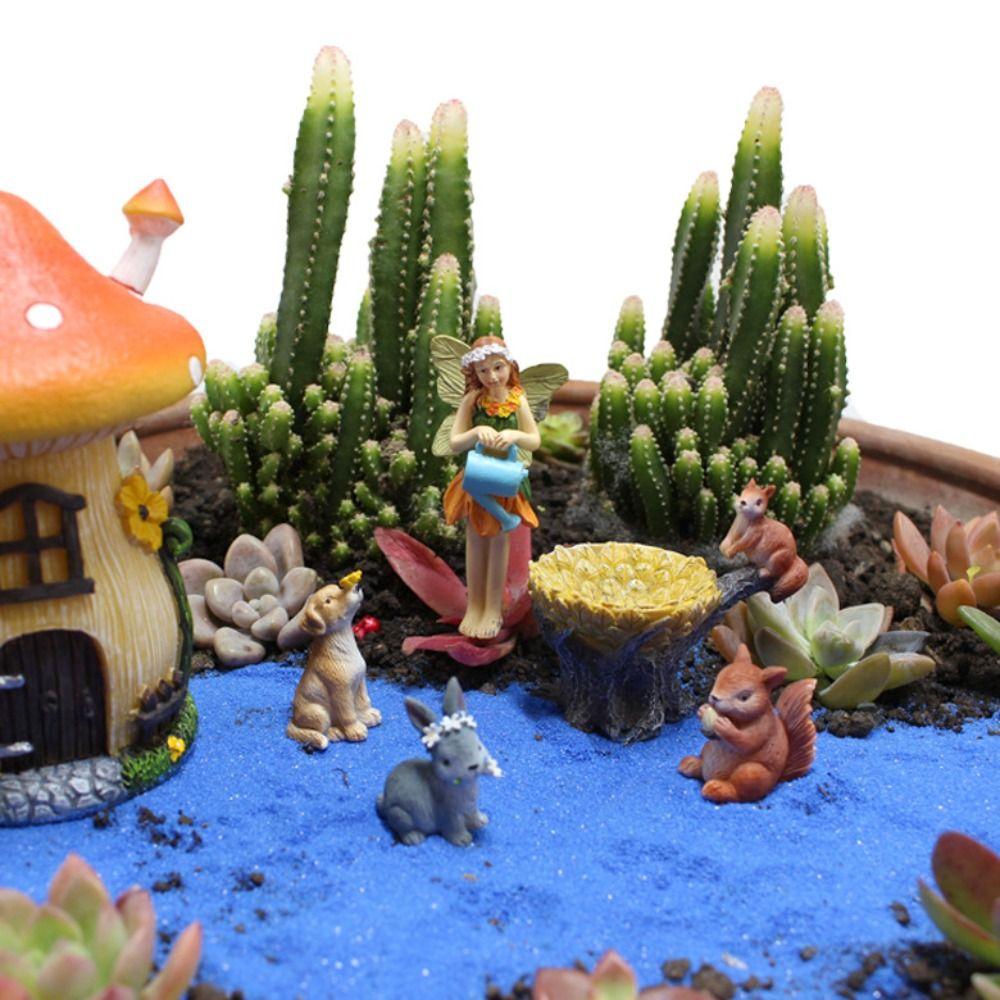 6pcs Resin Fairy Garden Statue Cute Miniatures Figurine Sculpture Mushroom House Set  Christmas