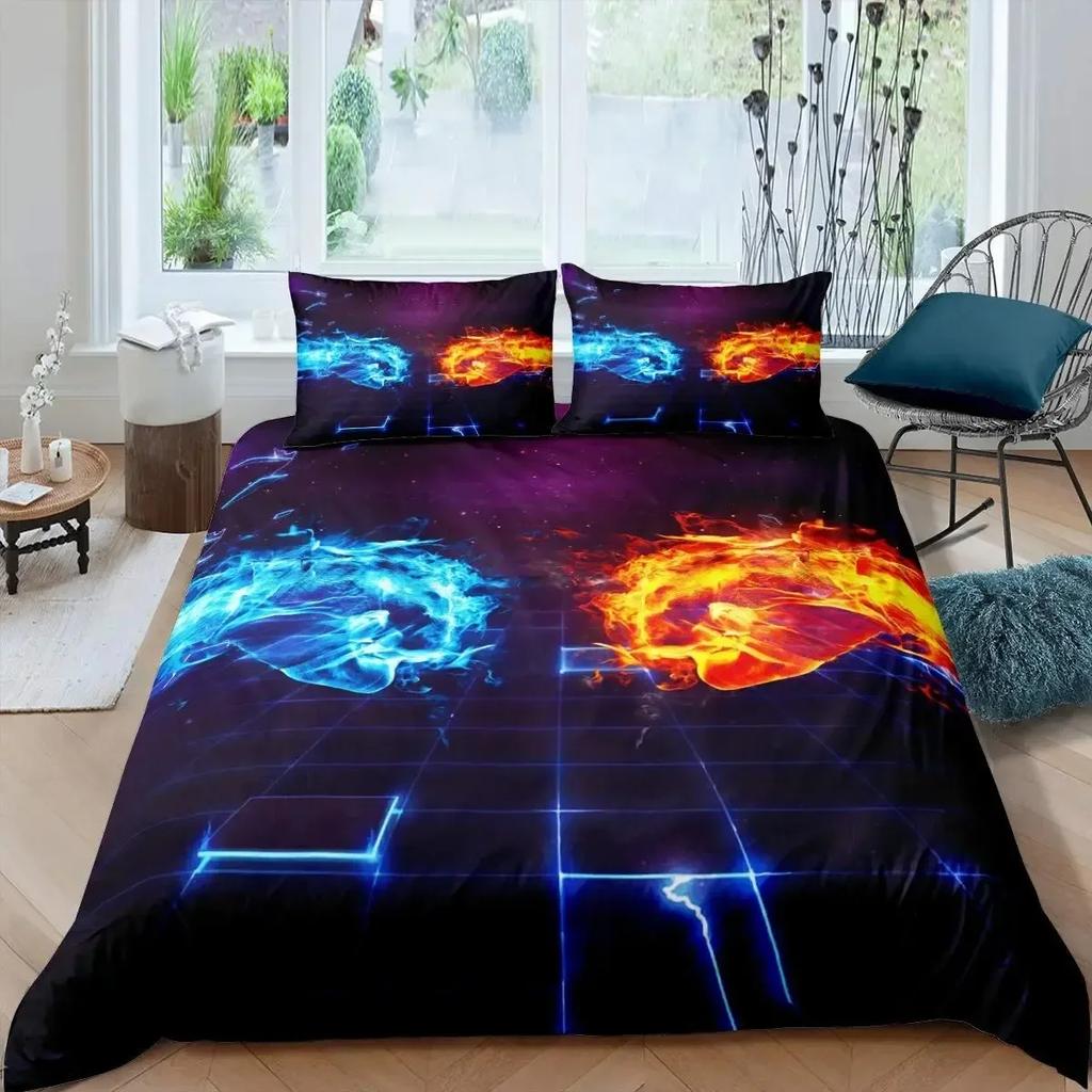 Vogel Eis Und Feuer Kollision Trippy Wunderland Tiere Bequem Bettdecke Steppdecke Bezug Kissenbezug Bettwäsche Set Schlafzimmer Heimtextilien