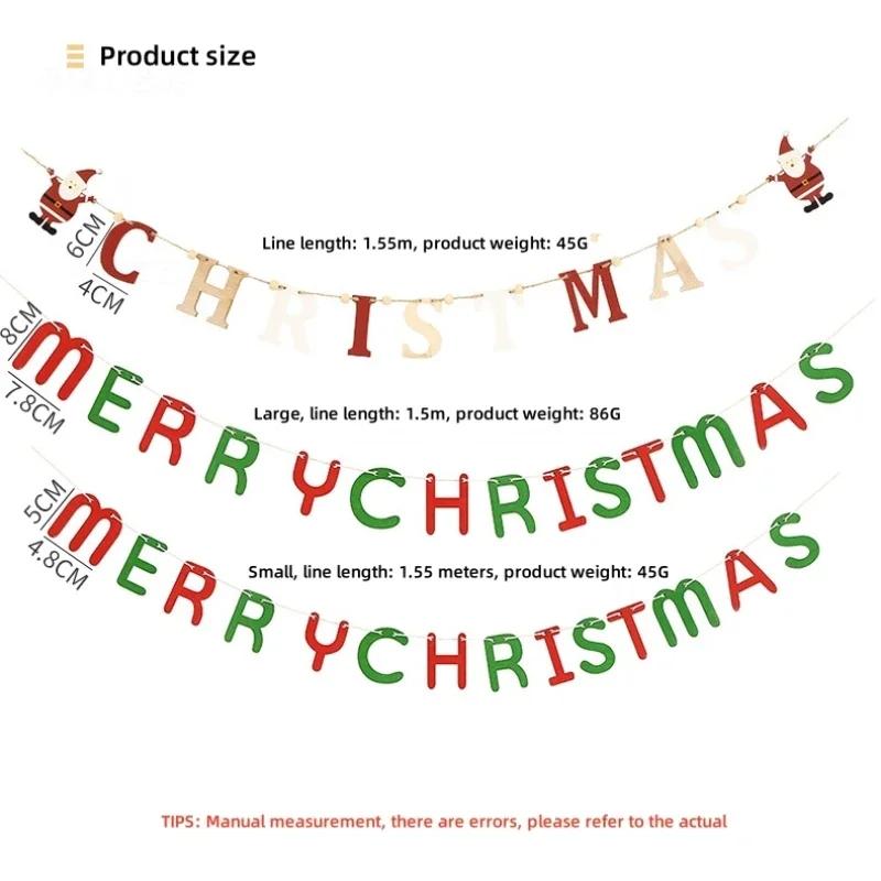 1Pcs Christmas Hanging Banner Ornament Merry Christmas Letter Flag Wooden Ornament Party New Year Xmas Home Decoration Gifts